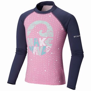 Columbia Sandy Shores™ Printed Långärmad Sunguard Skjorta Pojkar Rosa/Marinblå (IMWSO7859)